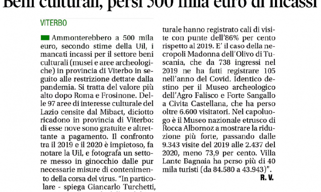 La cultura a Viterbo piegata dal Covid