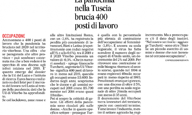 Economia e Pandemia. Il focus della Uil di Viterbo