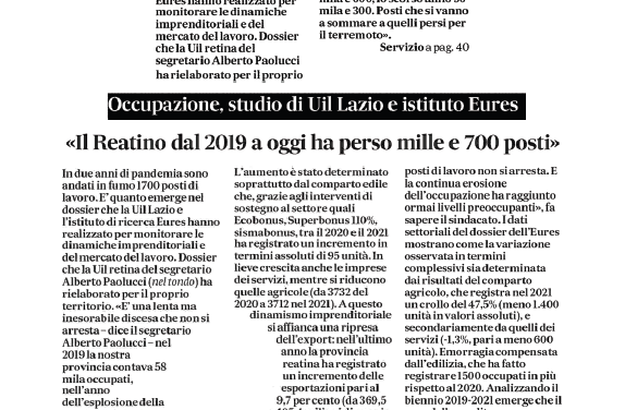 Le dinamiche imprenditoriali nel reatino. Il nostro approfondimento