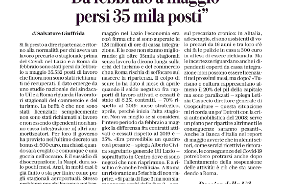 Lavoro e pandemia. I nostri dati su Repubblica