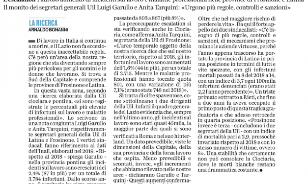 Le morti bianche. La lente d’ingrandimento sulla Ciociaria